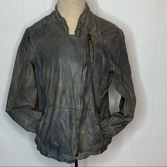 Leather Moto Jacket Muubaa Kendyll Weathered Biker Chic - Picture 1 of 10
